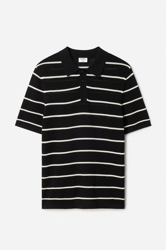 Filippa K Striped Mesh Polo Shirt