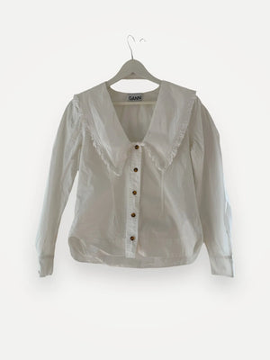 Ganni Ruffled Oversized-collar Blouse