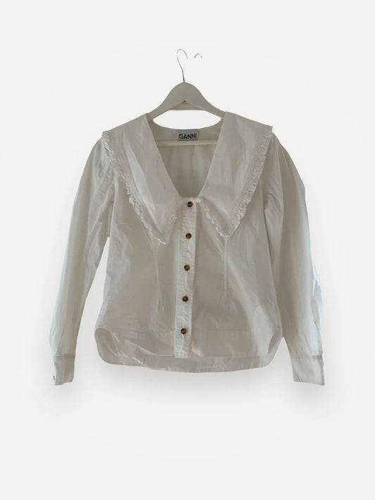 Ganni Ruffled Oversized-collar-blus