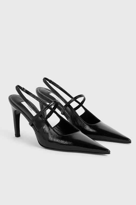 Toteme Naplack Stilettos Slingbacks Svarta Heels