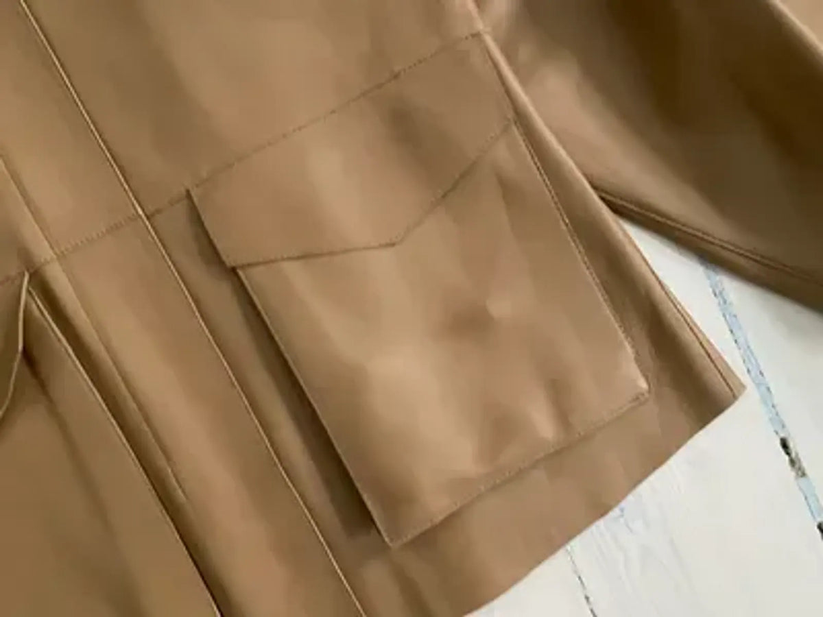 Toteme Army Leather Camel-skinnjacka