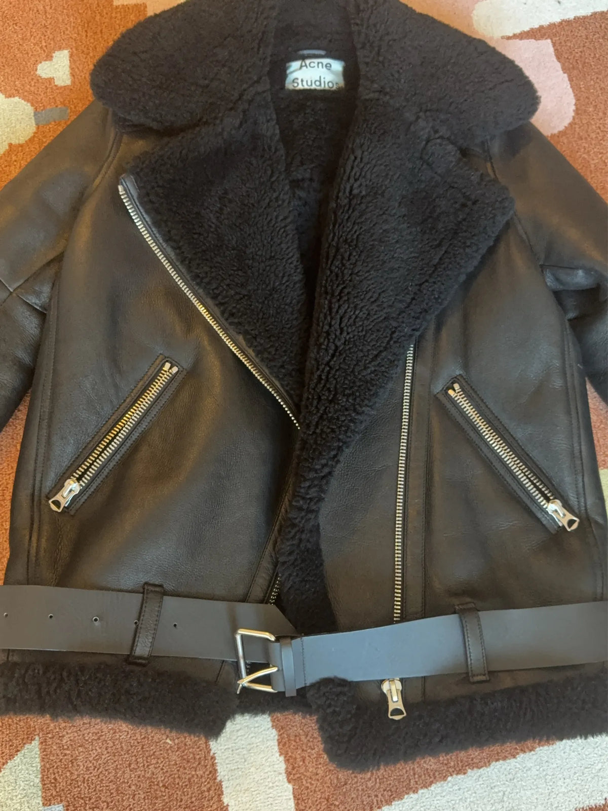 Acne Studios Velocite Shearling In Black Leather jacket