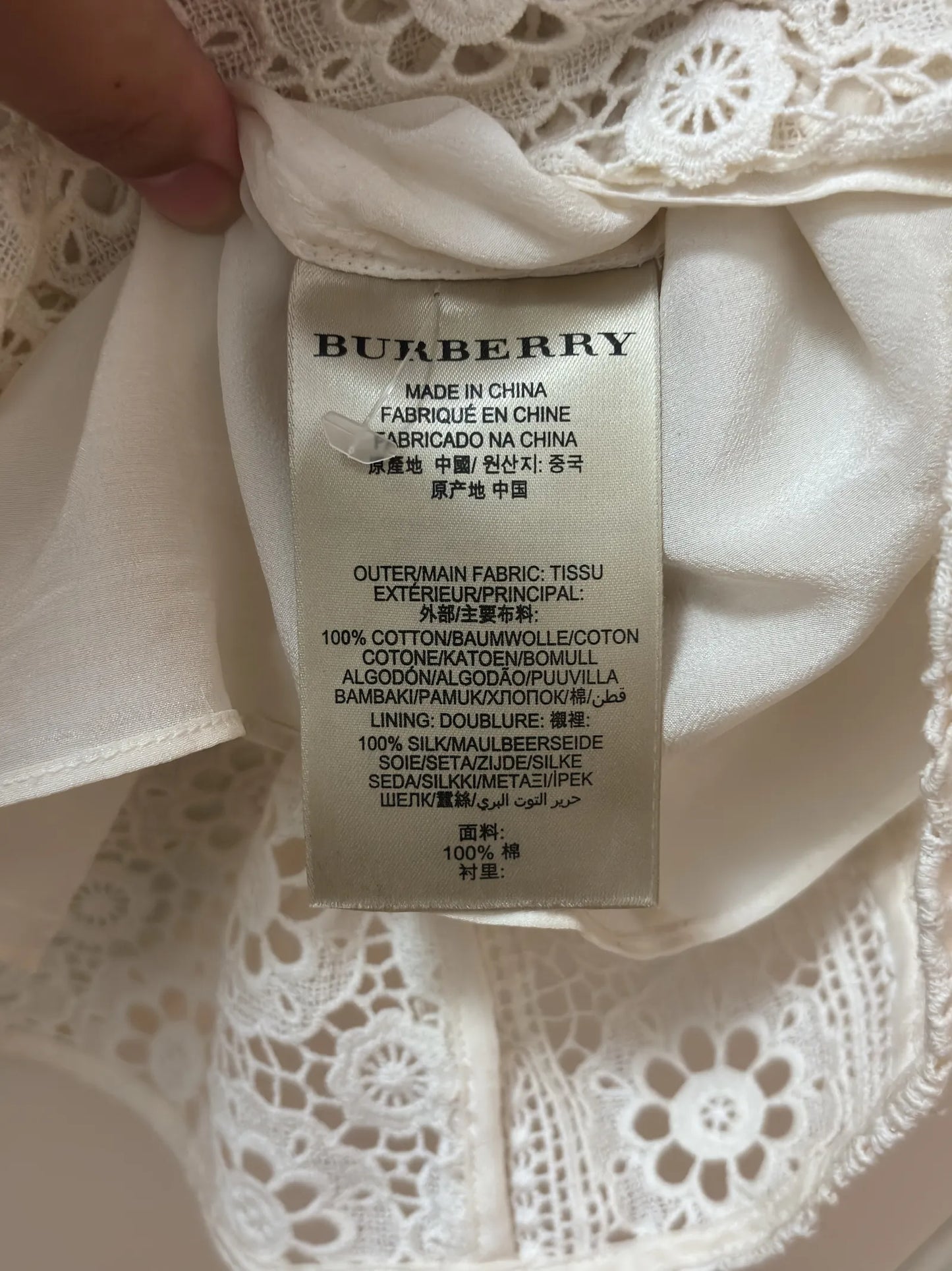 Burberry Brit White Cotton Lace-klänning