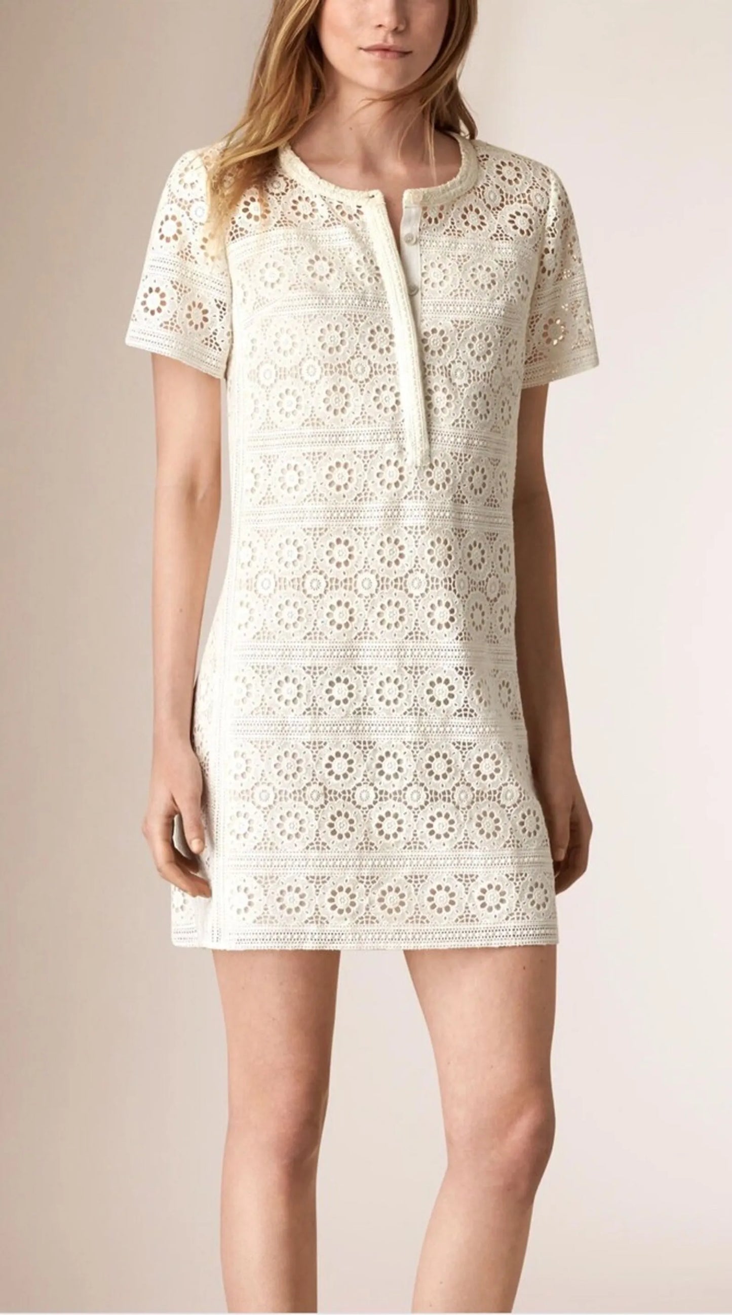 Burberry Brit White Cotton Lace-klänning