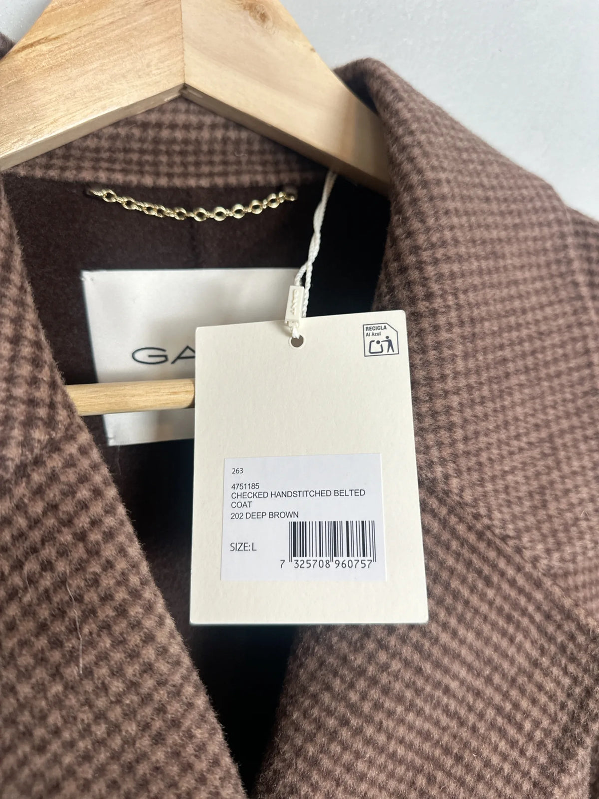 Gant Checked Handstitched-ullkappa NWT