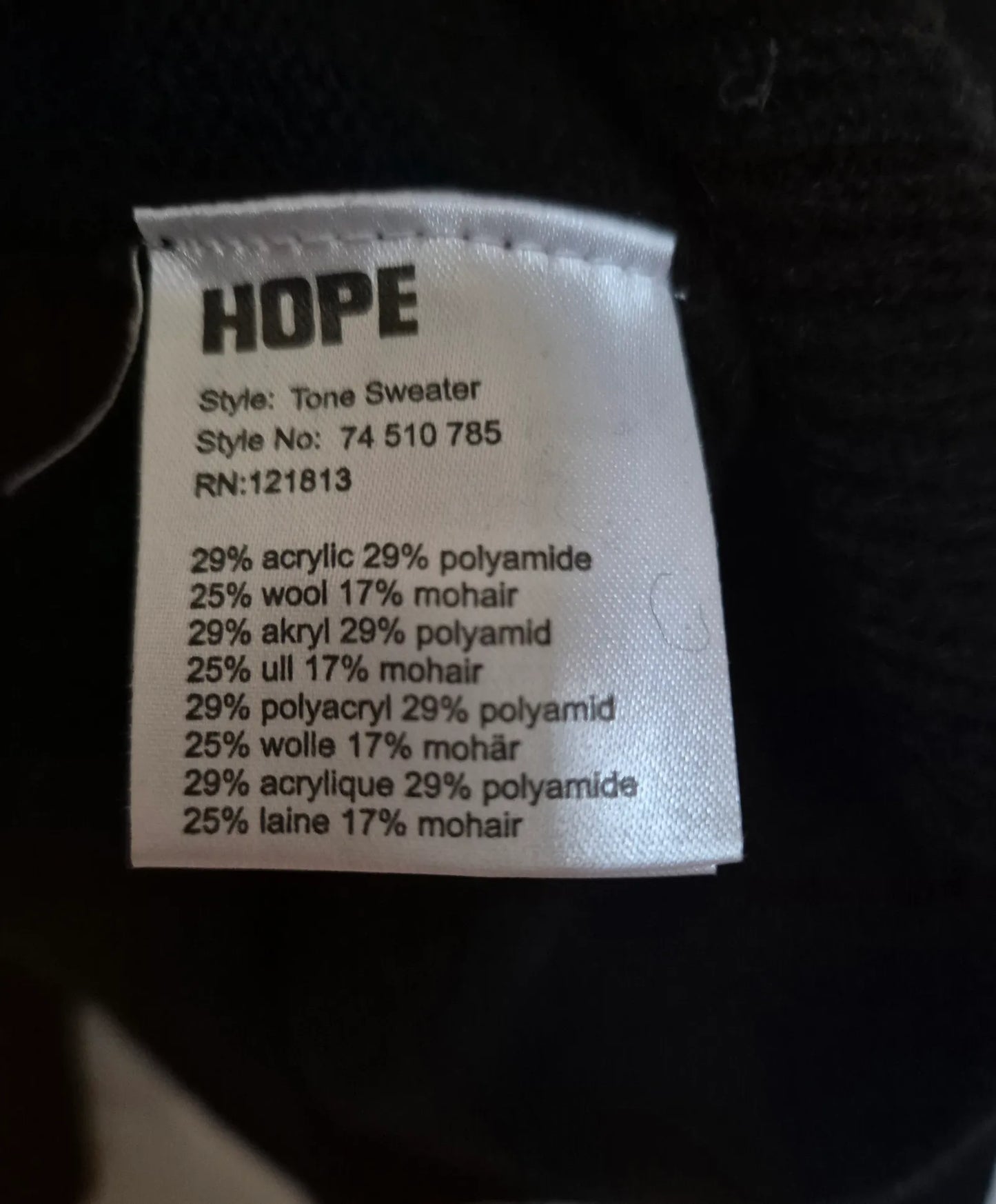 Hope-ulltröja NWOT