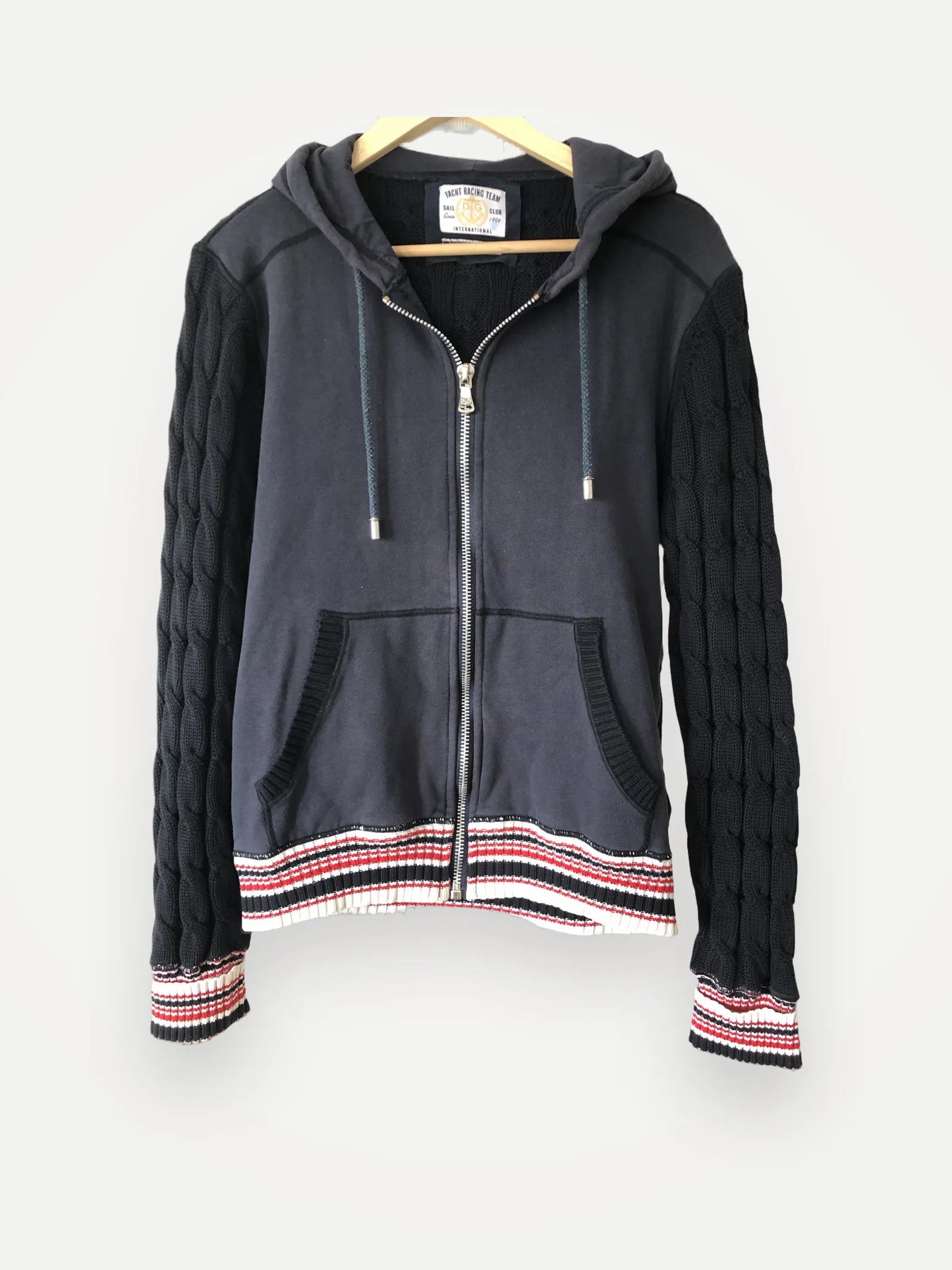 Dolce & Gabbana Yacht Racing Team Zipper Cable Knit Hoodie