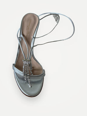 Gianvito Rossi Crystal Embellished Metallic Leather-skinnklackar NWOT