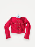 Self-Portrait Red Knit Heart Buttoned-kofta