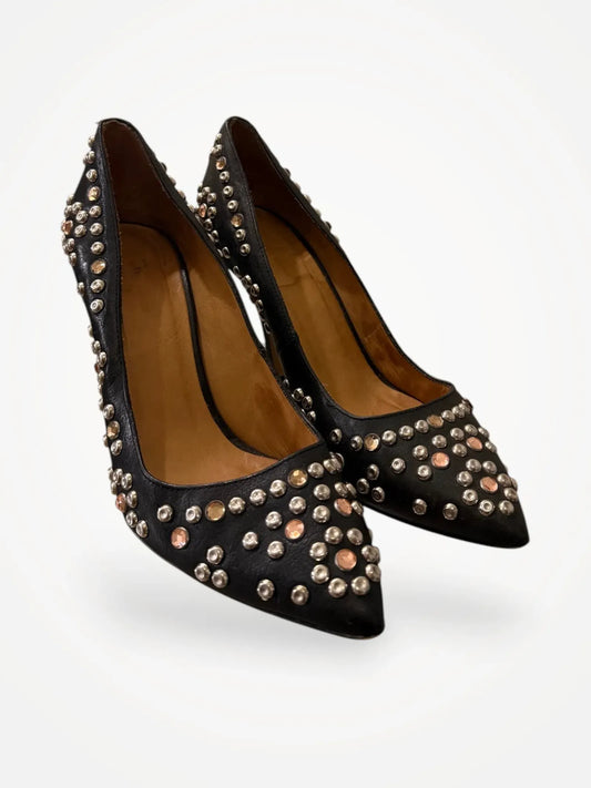 Isabel Marant Nib Clemence Black Leather Studded Heels
