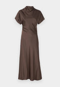 By Malina Alivia Short Sleeve Satin Midi-klänning NWT